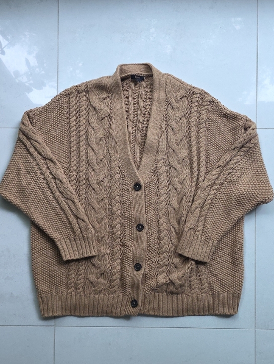 Quince Sweaters - Quince 100% Organic Cotton Oversize Button Down Cardigan Tan Brown L